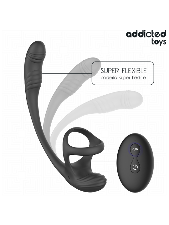 ADDICTED TOYS PLUG ANAL VIBRACION Y WAVING 360º Y ESTIMULADOR TESTICULOS